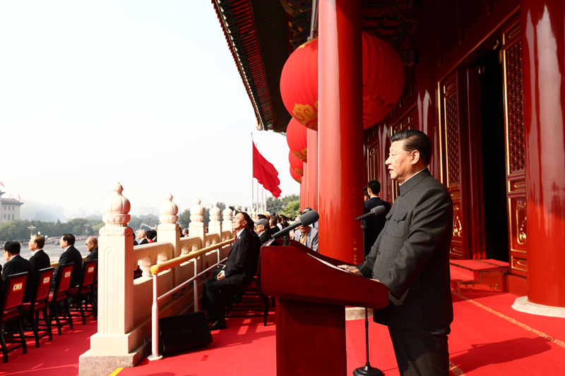 10月1日上午，慶祝中華人民共和國成立70周年大會在北京天安門廣場隆重舉行。中共中央總書記、國家主席、中央軍委主席習近平發(fā)表重要講話。